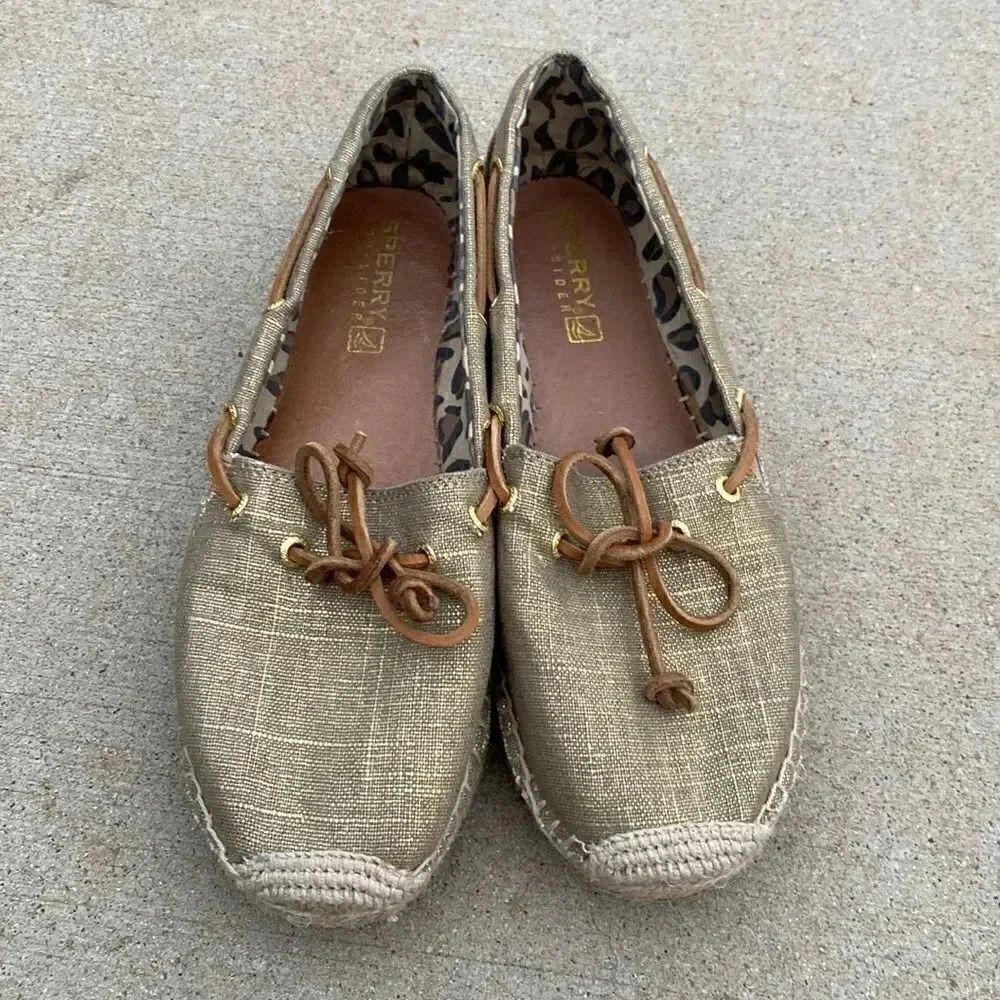 Sperry Topsider Gold Fabric Shoes - Picture 2 of 10
